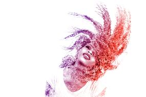 Bright girl art with curls