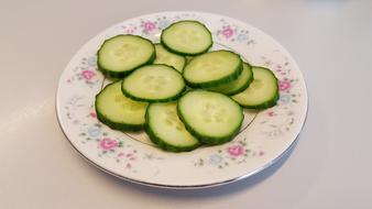 sliced cucumber on a plate