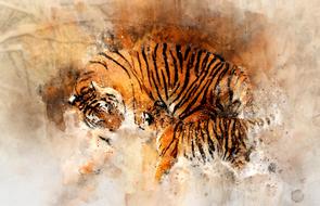 tiger watercolor animal wild