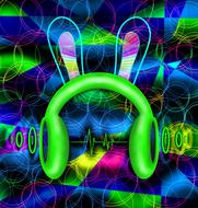 music headphones sound neon drawing