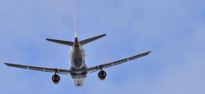 airplane taking off in the clear sky