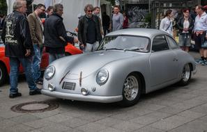 gray porsche on the street