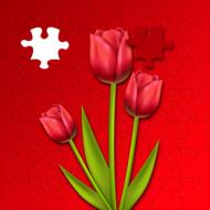 tulips puzzle background red