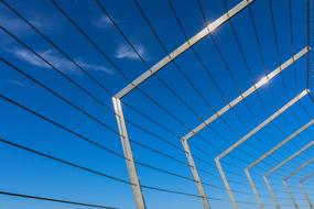 Steel construction, under the blue sky with white clouds