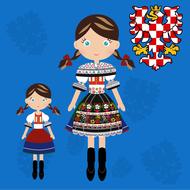 drawing of doll girls czech moravian costume