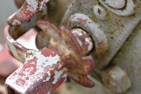 Close-up of the old, rusty, industrial machine