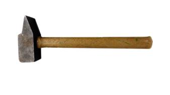 3d model of the hammer with wooden handle, at white background, clipart