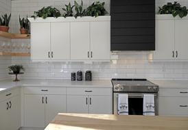 modern white cabinets in the kitchen