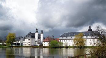 Architecture Waters Castle and cloudy sky