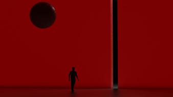 digital art 3d mode red wall