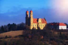 Beautiful and colorful castle among the plants, in Ellwangen, Germany