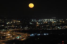 Cityscape of Nightlife Moon