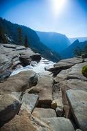large rocks at the waterfall