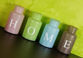 Home letters At colorful Vases