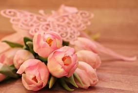 pink Tulips bouquet wit Butterfly decoration