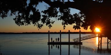 Dock Pier Fishing sunset