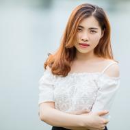 photo of vietnamese model girl in white blouse