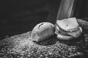 black and white photo of bread