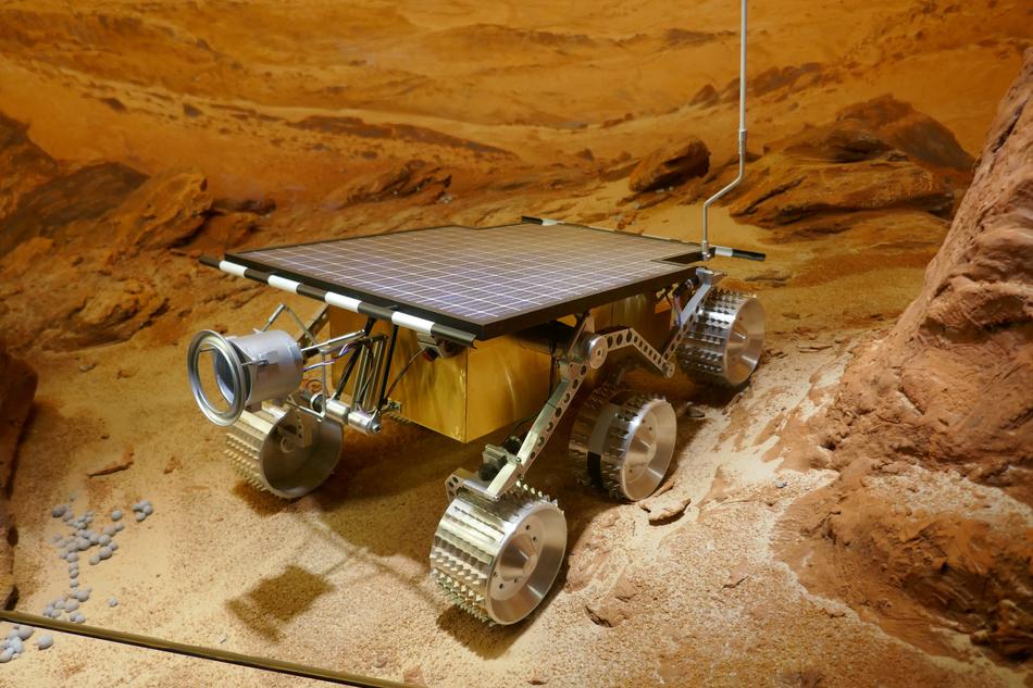 Shiny probe, on the colorful rocks, in light