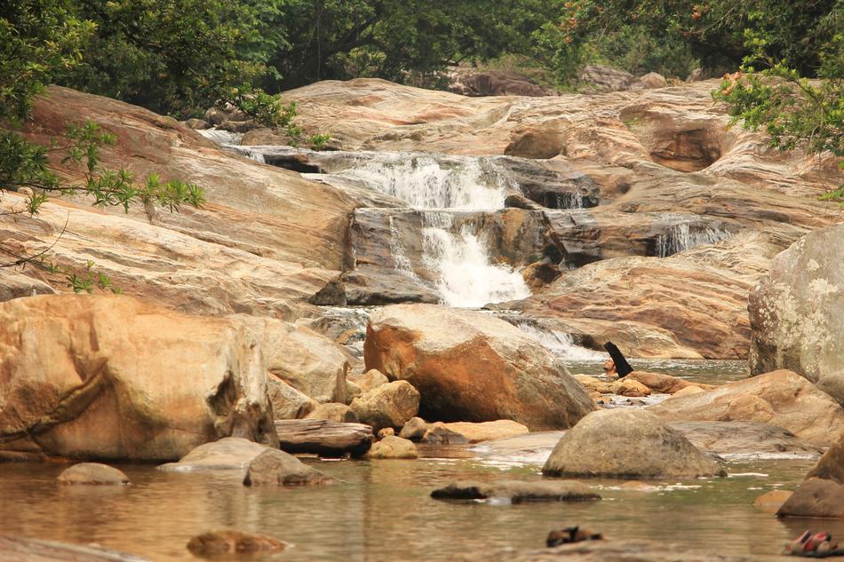 waterfall in a stone wall