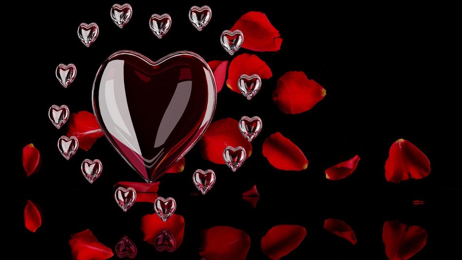 red petals with hearts