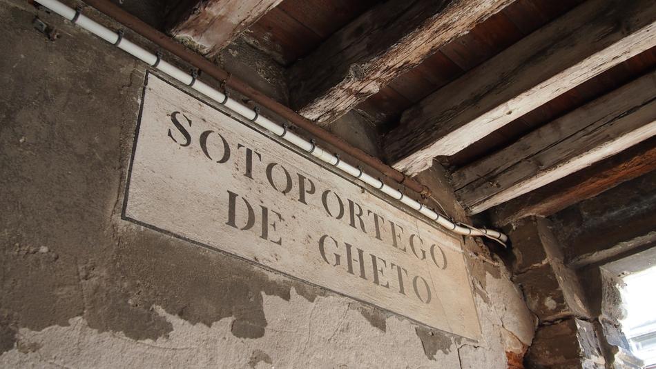 Old sign on the wall in Venice, Italy