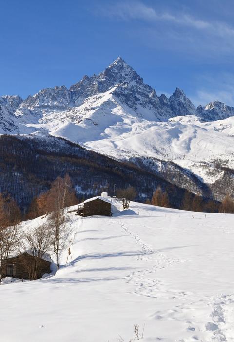 snowy mountain resort