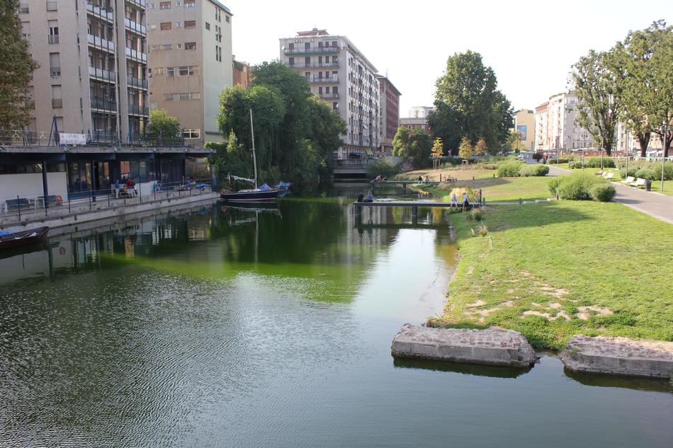 boathouse in the center of Milan, Italy