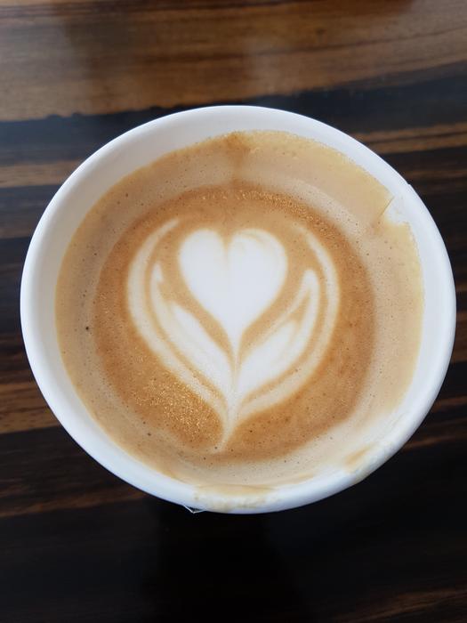 hot beverage with a pattern