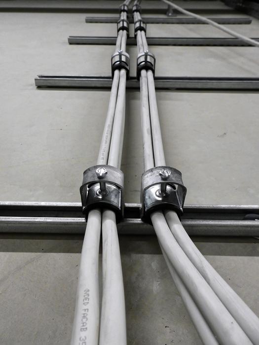 Line Cable on the wall close-up