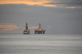 Platform Sea ship Distant landscape