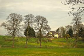 home in the distance by the green grass
