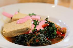 Healthy spinach with tofu