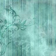 green wood planks and floral ornament