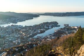 town on scenic coast, Noway, Bergen