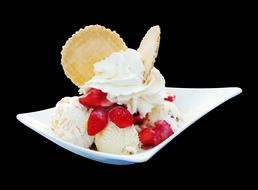 white ice cream and cookies