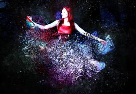 girl spring happy splash dress art photo