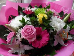 bouquet of flowers in a gift box