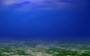 Surface with green grass underwater, clipart