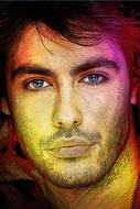 Photomontage of colorful Man Singer Kostas