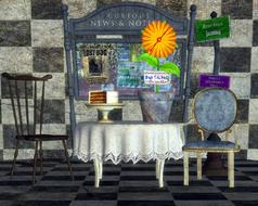 cozy table with pictures