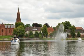 Malchow City Lake water Fountain