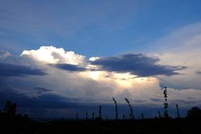 cloudy sky with a silhouette of a field