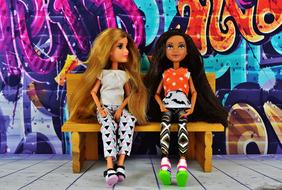 two dolls on bench, Friendship