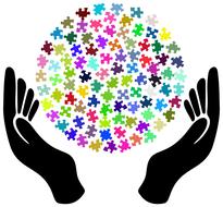 clipart of two hands fingers and colorful puzzles