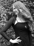 Pretty Woman in park monochrome Portrait