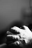 human hands close up in black and white background