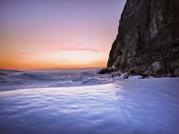 the white water surface by the cliff