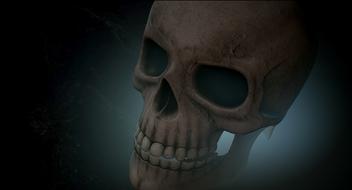 3d model of the skull, among the darkness, clipart