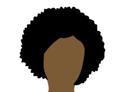 Avatar of the black-skinned person, with afro hairstyle, at white background, clipart